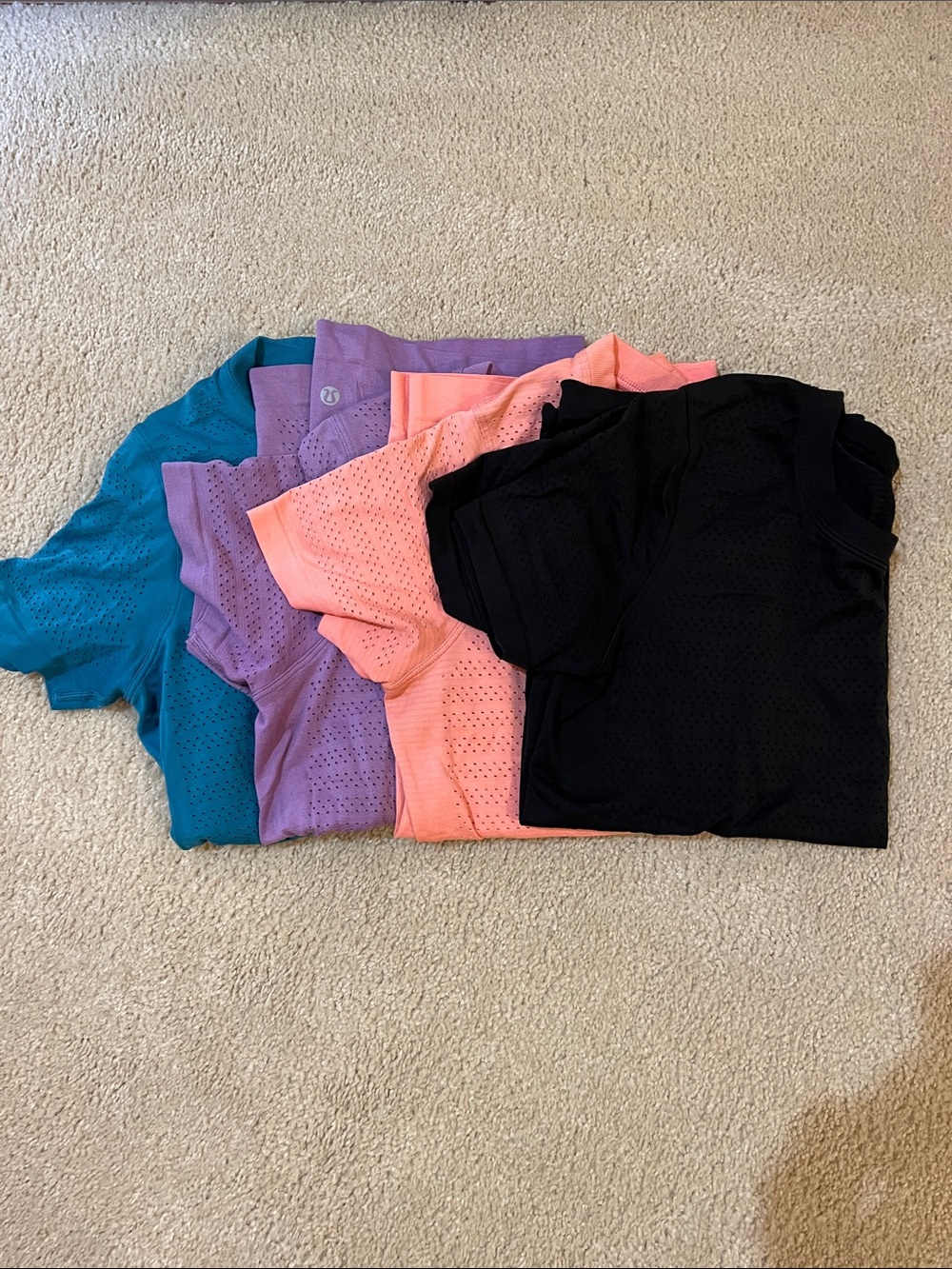Lululemon Breeze By Short Sleeve Tee bundle- Teal, Purple, Coral, Black